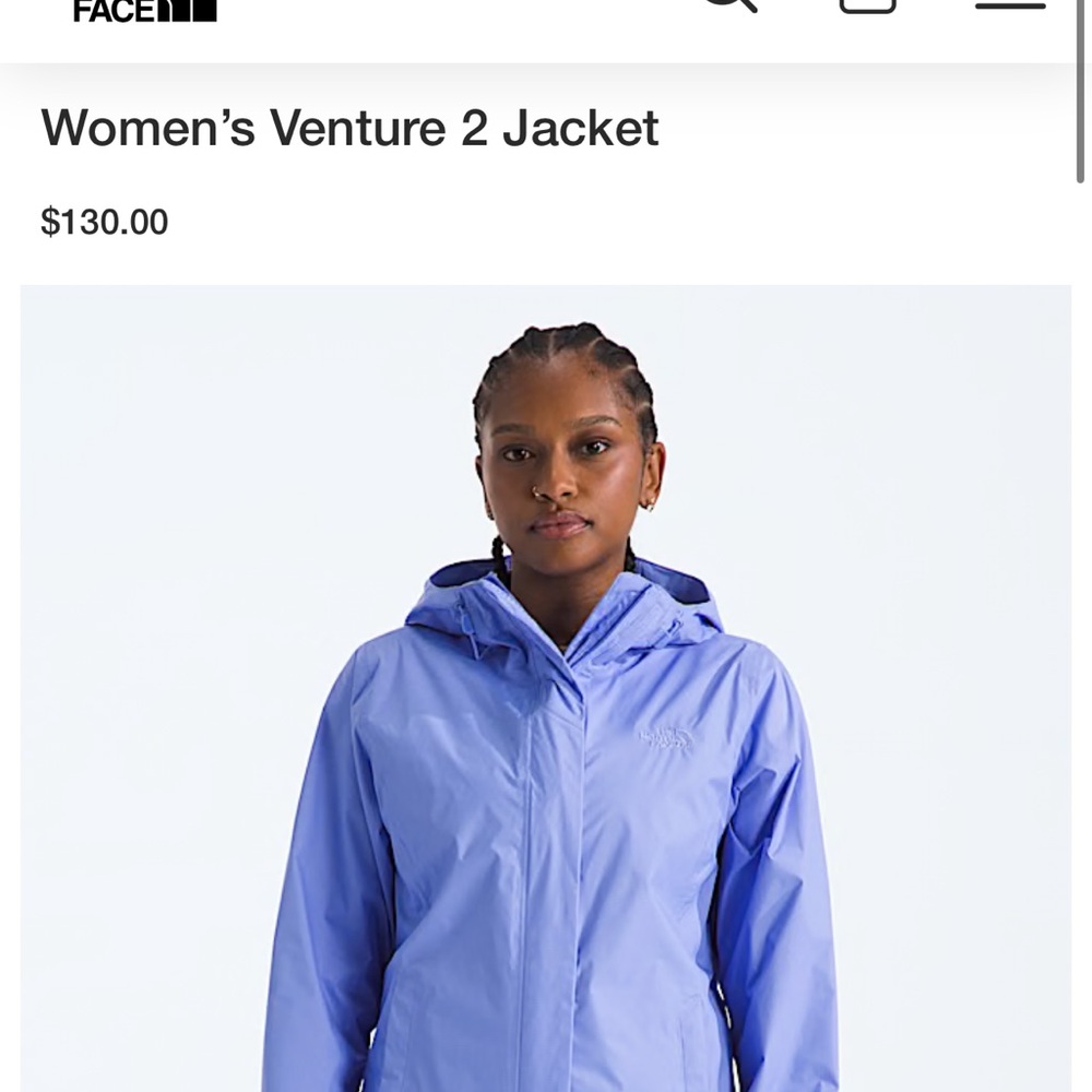 XS The North Face Women's Sky Blue (Periwinkle) Water-Resistant Shell Jacket